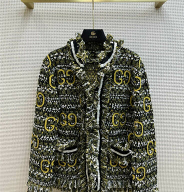 gucci fringed double G Marmont jacquard jacket