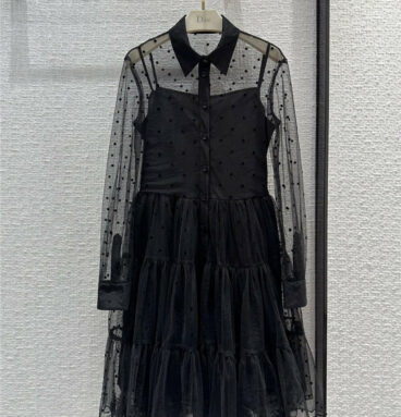 dior princess style black tulle dress