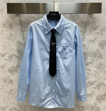 prada simple tie trim shirt