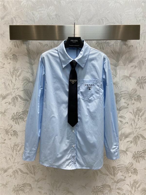 prada simple tie trim shirt