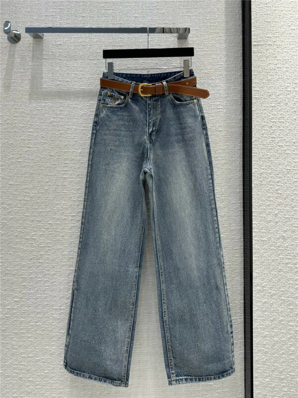 celine logo embroidered straight-leg jeans