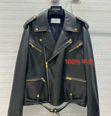 celine overzise oversized biker jacket in leather