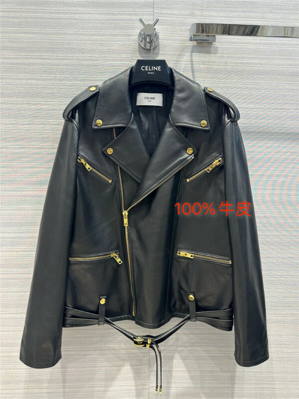 celine overzise oversized biker jacket in leather