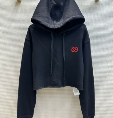 gucci logo letters hooded cropped sweatshirt