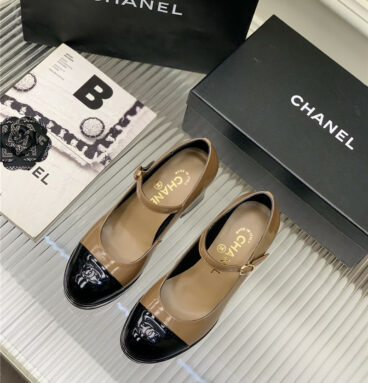 chanel lace up chunky heel women's shoes