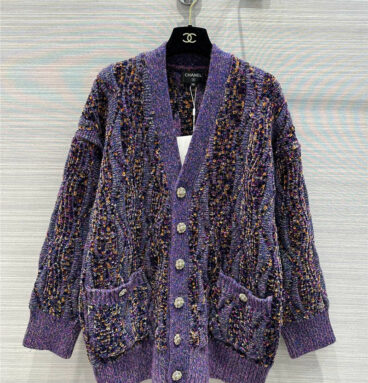 chanel retro fashionable purple tweed coat