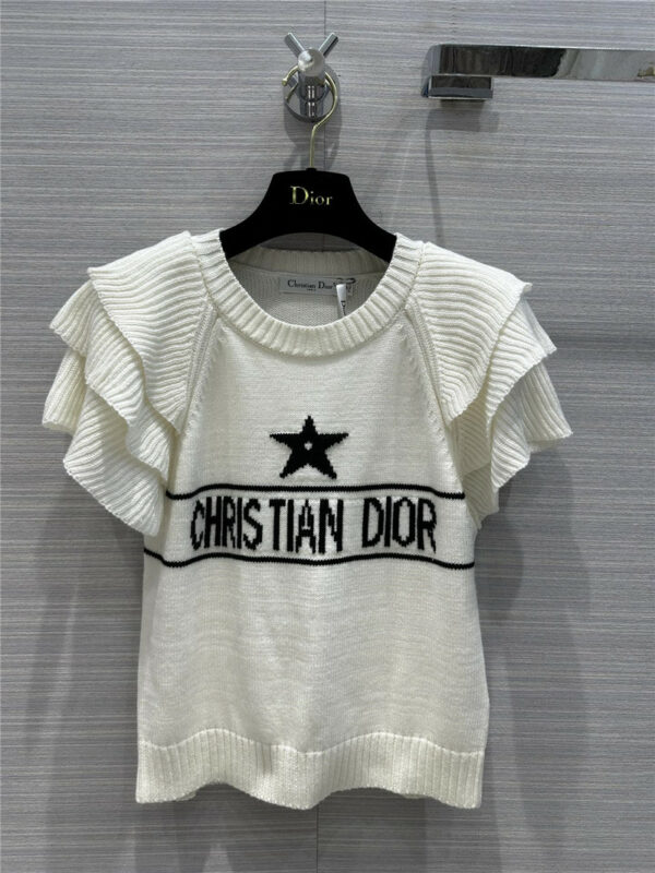 Dior new jacquard short-sleeved knitted sweater