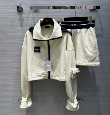 fendi stand collar jacket + small shorts set