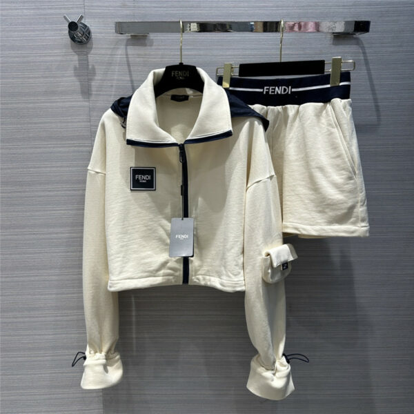 fendi stand collar jacket + small shorts set
