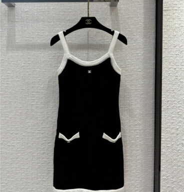 Chanel color block knitted dress with straps