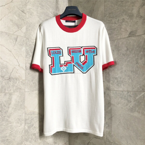 louis vuitton LV letter logo foam print casual T-shirt