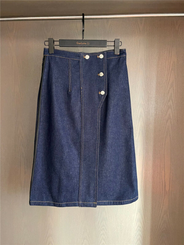 Hermès spring and summer new plaid denim skirt