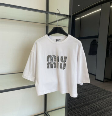 miumiu early spring new letter beaded T-shirt