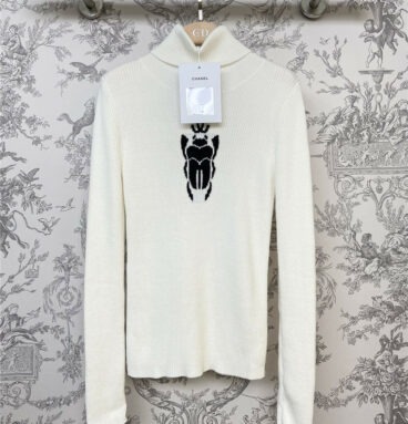 chanel turtleneck stretch tight sweater