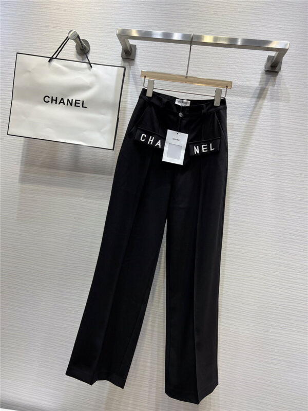 Chanel heavy letter embroidery straight trousers