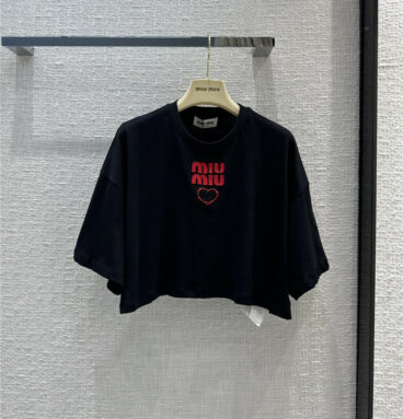 miumiu Embroidered heart short-sleeved T-shirt