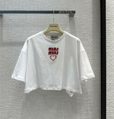 miumiu Embroidered heart short-sleeved T-shirt
