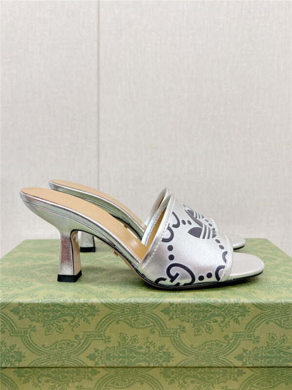 gucci X adida*print high-heeled slides