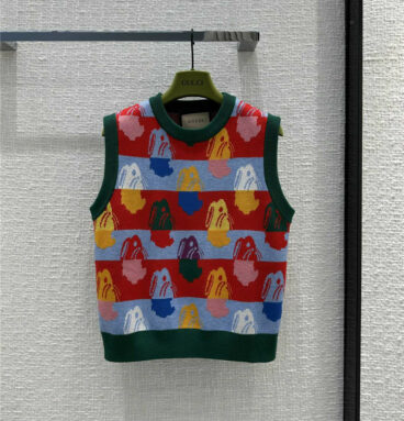 gucci color contrast knitted vest