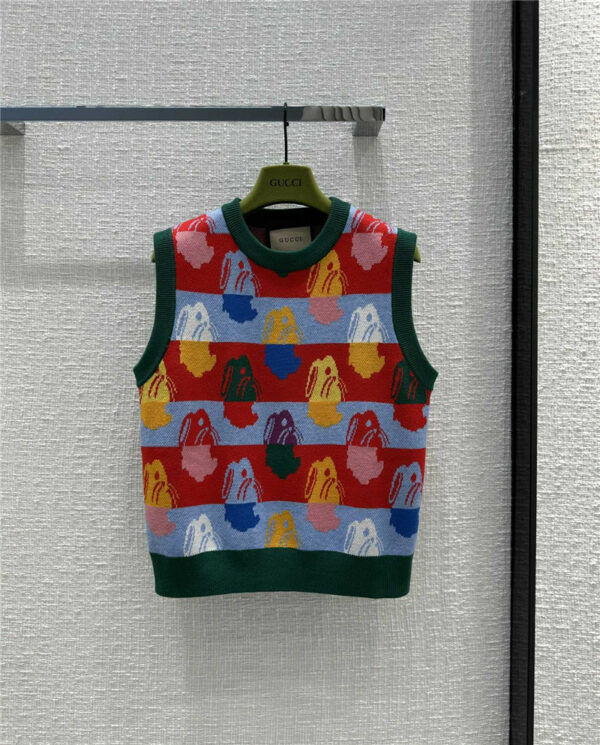 gucci color contrast knitted vest