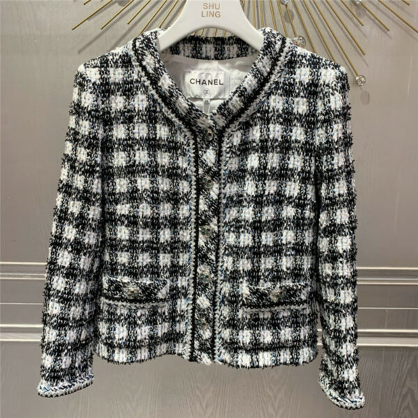 chanel classic plaid coat