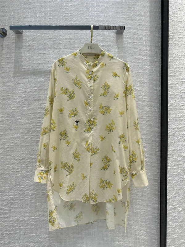 dior small floral print long-sleeved shirt