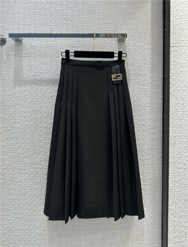 fendi all-match slimming pleated long skirt