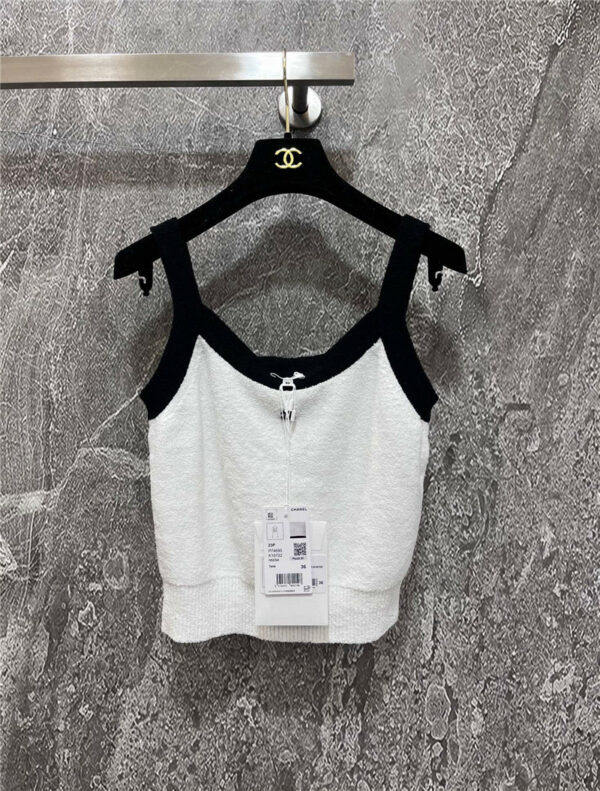 Chanel black and white color contrast camisole