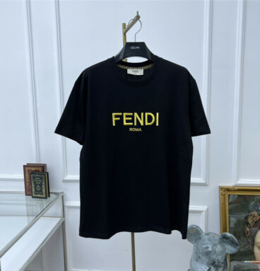 fendi round neck embroidered T-shirt