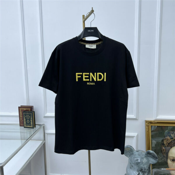 fendi round neck embroidered T-shirt