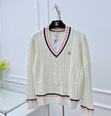 Chanel Wool V Neck Knitted Sweater