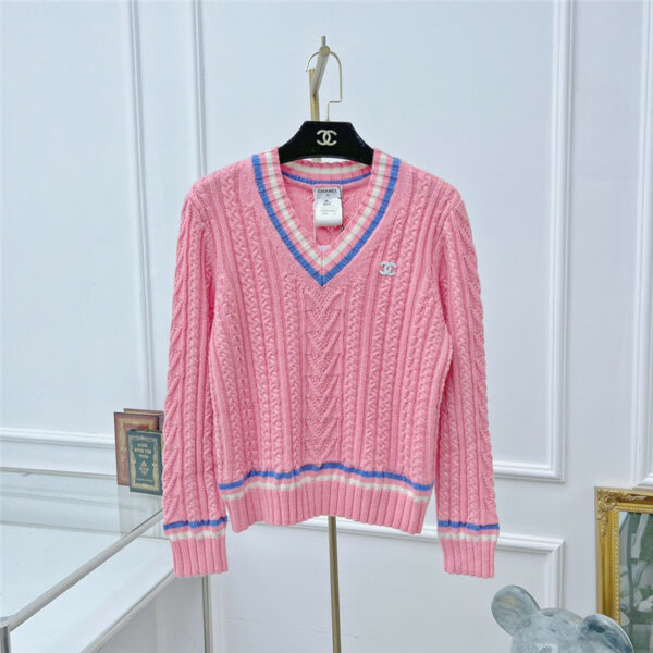 Chanel Wool V Neck Knitted Sweater