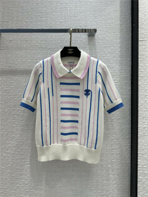 Chanel small fresh color striped sweater
