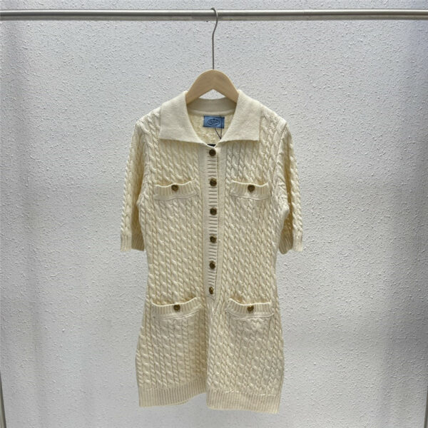 prada women's cable knit cotton sweater knit dress