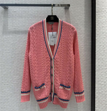 chanel color-blocking vintage cable-knit cardigan