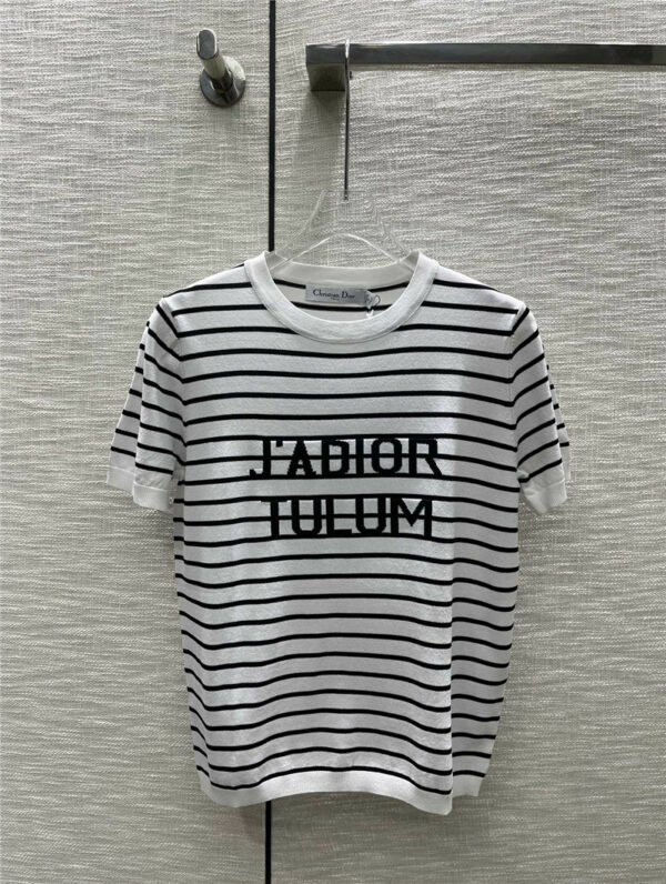 Dior black and white striped knitted short sleeves