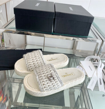 chanel woven slippers