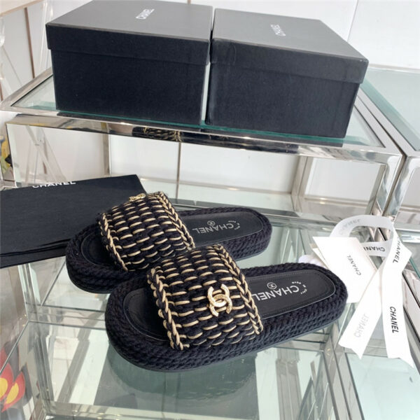 chanel woven slippers