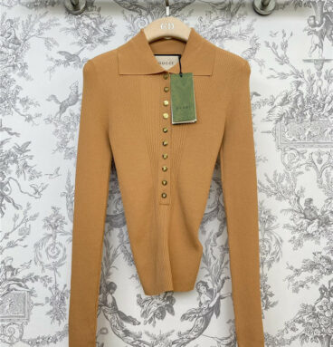 gucci new lapel knitted bottoming shirt