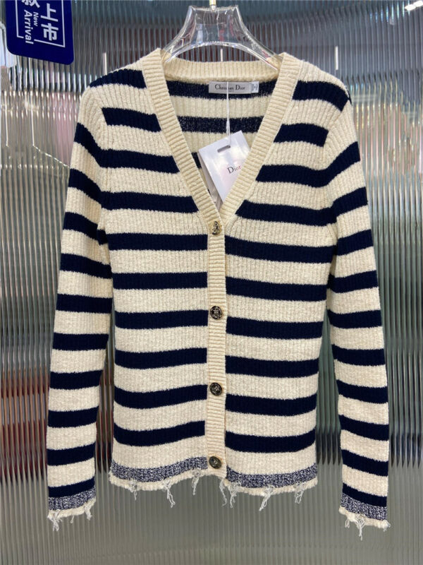 Dior new striped knitted cardigan