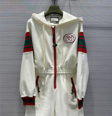 gucci American preppy sports hooded jumpsuit