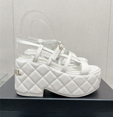 Chanel rhombus water table platform sandals with thin straps