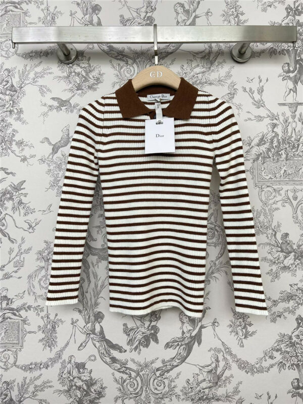 Dior new striped lucky star knitted long sleeve