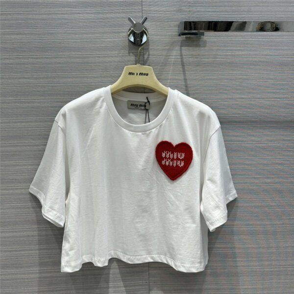 miumiu short-sleeved T-shirt with heart decoration