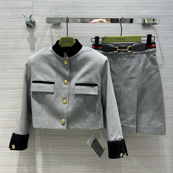 gucci retro court wind jacket + skirt suit