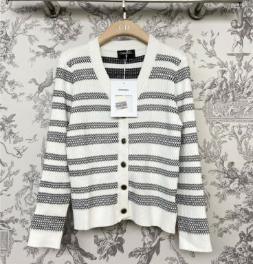 Chanel new striped knitted cardigan