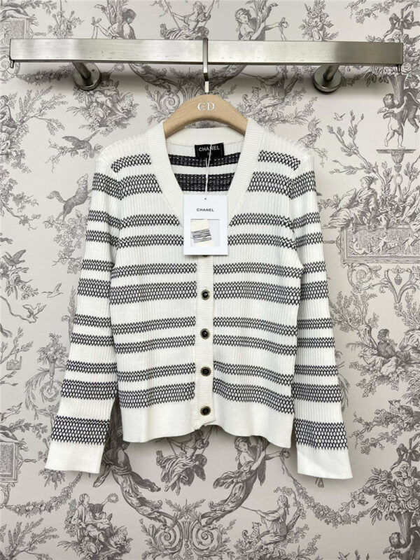 Chanel new striped knitted cardigan