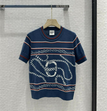 Hermès rope intarsia short-sleeve sweater