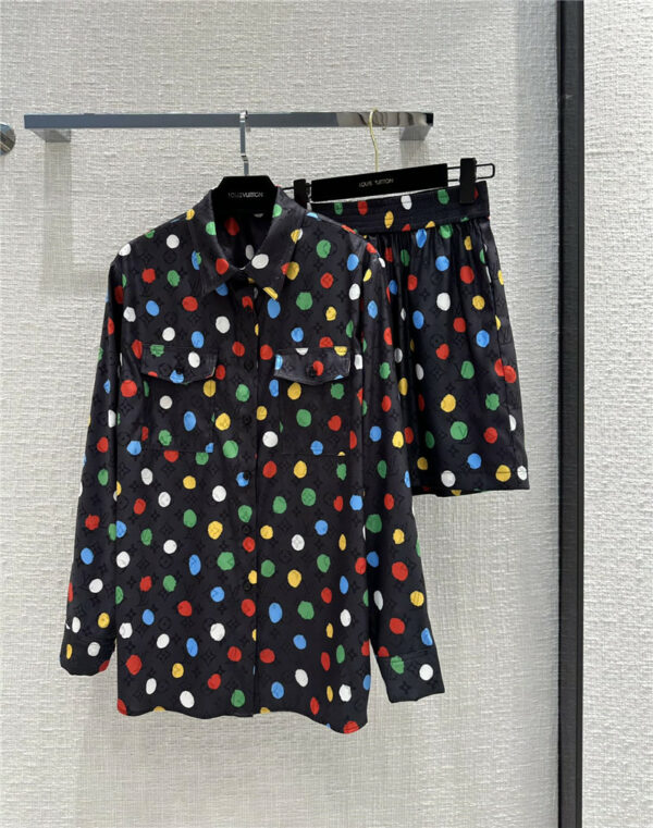valentino color polka dot big shirt + shorts set