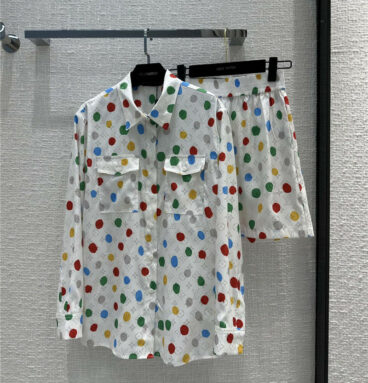 valentino color polka dot big shirt + shorts set